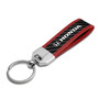 Honda Logo Real Carbon Fiber Strap with Red Leather Stitching Edge Key Chain