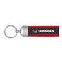 Honda Logo Real Carbon Fiber Strap with Red Leather Stitching Edge Key Chain