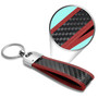 Honda Logo Real Carbon Fiber Strap with Red Leather Stitching Edge Key Chain