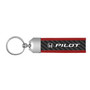 Honda Pilot Real Carbon Fiber Strap with Red Leather Stitching Edge Key Chain