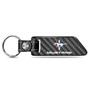 Ford Mustang Tri-Bar Real Carbon Fiber Blade Style Black Leather Strap Key Chain