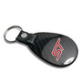 Ford Focus ST Real Black Carbon Fiber with Leather Strap Large Tear Drop Key Chain