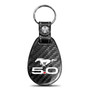 Ford Mustang 5.0 Real Black Carbon Fiber with Leather Strap Large Tear Drop Key Chain