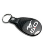 Ford Mustang 5.0 Real Black Carbon Fiber with Leather Strap Large Tear Drop Key Chain