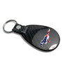 Ford Mustang USA Flag Real Black Carbon Fiber with Leather Strap Large Tear Drop Key Chain