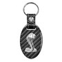Ford Mustang Cobra Real Carbon Fiber Oval Shape Black Leather Strap Key Chain