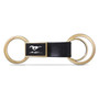 Ford Mustang Script Black Leather insert Golden Metal Leather Strap Key Chain