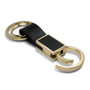 Ford Mustang Script Black Leather insert Golden Metal Leather Strap Key Chain