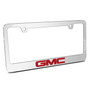 GMC in Red 3D Embossed Letters on Mirror Chrome Metal License Plate Frame