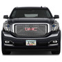 GMC in Red 3D Embossed Letters on Mirror Chrome Metal License Plate Frame