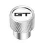 Ford Mustang GT in White on Silver Chrome Aluminum Tire Valve Stem Caps