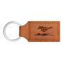 Ford Mustang Script Rectangular Brown Leather Key Chain