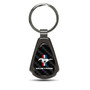 Ford Mustang Tri-Bar Real Black Carbon Fiber Gunmetal Black Metal Teardrop Key Chain