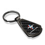 Ford Mustang Tri-Bar Real Black Carbon Fiber Gunmetal Black Metal Teardrop Key Chain