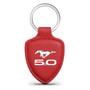 Ford Mustang 5.0 Red Real Leather Shield-Style Key Chain