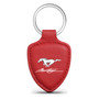Ford Mustang Script Red Real Leather Shield-Style Key Chain