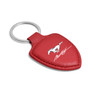 Ford Mustang Script Red Real Leather Shield-Style Key Chain