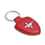 Ford Mustang Tri-Bar Logo Red Real Leather Shield-Style Key Chain