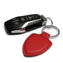 Ford Mustang Tri-Bar Logo Red Real Leather Shield-Style Key Chain