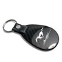 Ford Mustang Script Real Black Carbon Fiber with Leather Strap Large Tear Drop Key Chain
