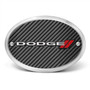 Dodge 3D Logo on Carbon Fiber Look Oval Billet Aluminum 2 inch Tow Hitch Cover