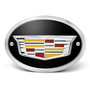Cadillac 3D Crest Logo on Black Oval Billet Aluminum 2 inch Tow Hitch Cover