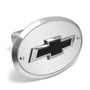 Chevrolet Black 3D Logo on Brushed Oval Billet Aluminum 2 inch Tow Hitch Cover