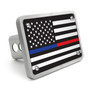 Thin Blue/ Red Line American Flag (Police-Officers and Firefighter) 2 inch Billet Aluminum Trailer Hitch Cover