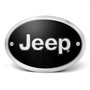Jeep 3D Logo on Black Oval Billet Aluminum 2 inch Tow Hitch Cover