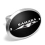 Jeep Sahara 3D Logo on Black Oval Billet Aluminum 2 inch Tow Hitch Cover