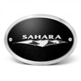 Jeep Sahara 3D Logo on Black Oval Billet Aluminum 2 inch Tow Hitch Cover