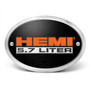 HEMI 5.7 Liter 3D Logo on Black Oval Billet Aluminum 2 inch Tow Hitch Cover