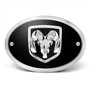 RAM 3D Logo on Black Oval Billet Aluminum 2 inch Tow Hitch Cover