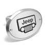 Jeep Grill 3D Logo on Brushed Oval Billet Aluminum 2 inch Tow Hitch Cover