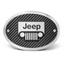 Jeep Grill 3D Logo on Carbon Fiber Look Oval Billet Aluminum 2 inch Tow Hitch Cover