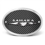 Jeep Sahara 3D Logo on Carbon Fiber Look Oval Billet Aluminum 2 inch Tow Hitch Cover