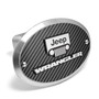 Jeep Wrangler 3D Logo on Carbon Fiber Look Oval Billet Aluminum 2 inch Tow Hitch Cover