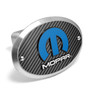 Mopar 3D Logo on Carbon Fiber Look Oval Billet Aluminum 2 inch Tow Hitch Cover