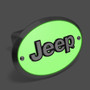 Jeep 3D Logo Glow in the Dark Luminescent Oval Billet Aluminum 2 inch Tow Hitch Cover