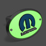 Mopar 3D Logo Glow in the Dark Luminescent Oval Billet Aluminum 2 inch Tow Hitch Cover