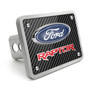 Ford Raptor in Red 3D Logo Carbon Fiber Look Billet Aluminum Tow Hitch Cover