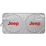 Jeep in Red Logo Universal Fit One-Piece Easy Folding Silver Reflective Fabric Windshield Sun Shade (size: 75.5"x 37.5")