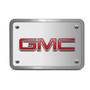 GMC 3D Logo in Red Inlay on Brush Billet Aluminum 2 inch Tow Hitch Cover