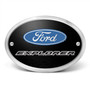 Ford Explorer 3D Logo on Black Oval Billet Aluminum 2 inch Tow Hitch Cover