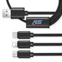 Ford Focus RS 3 in 1 Black 4 Ft Premium Multi Charging Cord USB Cable