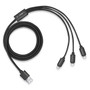 Ford Mustang Script 3 in 1 Black 4 Ft Premium Multi Charging Cord USB Cable