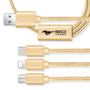 Mustang 50 Years 3 in 1 Golden 4 Ft Premium Multi Charging USB Cable Type-C iOS