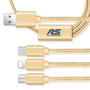 Ford Focus RS 3 in 1 Golden 4 Ft Premium Multi Charging USB Cable Type-C and iOS