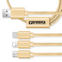 F150 Platinum 3 in 1 Golden 4 Ft Premium Multi Charging USB Cable Type-C and iOS