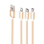 F150 Platinum 3 in 1 Golden 4 Ft Premium Multi Charging USB Cable Type-C and iOS